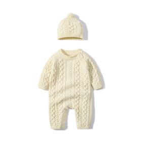 Autumn And Winter Knitted Onesie Hemp Hemp Ha Yi (Option: Beige-73cm)