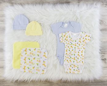 6 Pc Layette Baby Clothes Set (Color: Blue/Yellow, size: medium)