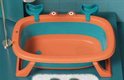 Baby Bathtub Foldable Bathtub Newborn Products (Option: Orange orange gift package)