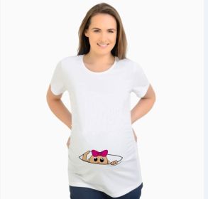 Women T-Shirts Slim Maternity Funny Letter Tops O-Neck Pregnancy Women (Option: Turn on-M)