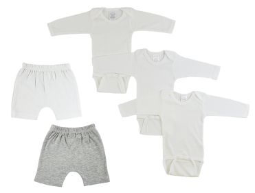 Infant Long Sleeve Onezies and Shorts (Color: White/Grey, size: small)