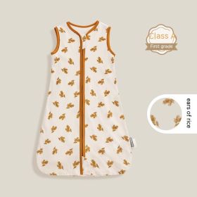 Infant And Baby Anti-kicking Blanket Thermal Pajamas (Option: Rice Bottom Wheat-M)