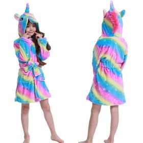 Tenma Bathrobe Flannel New Children's Home Clothes Nightgown (Option: The starry sky and the heavenl-10to11Y)