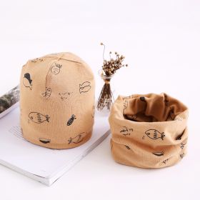 Two-piece Towel Baby Cotton Collar Hat Set (Option: Khaki-M)