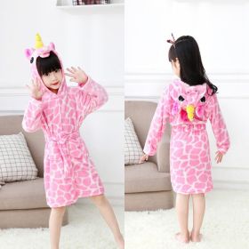 Tenma Bathrobe Flannel New Children's Home Clothes Nightgown (Option: Pink stone pegasus-10to11Y)