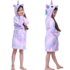 Tenma Bathrobe Flannel New Children's Home Clothes Nightgown (Option: Bright purple Pegasus-10to11Y)
