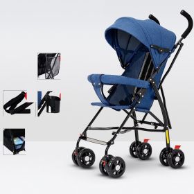 Sit And Lie Down Baby Portable Folding Simple Trolley (Option: Luxury Edition Sapphire Blue)