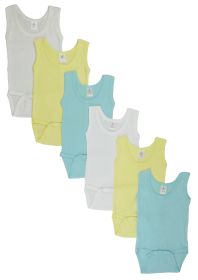 Boys Tank Top Onezies 6 Pack (Color: Blue/Yellow/White, size: Newborn)