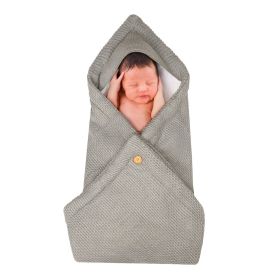 Multi-Purpose Stroller Thick Knitted Stroller Button Sleeping Bag Blanket (Option: Light Grey-80x80cm)