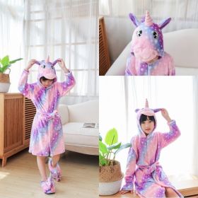 Tenma Bathrobe Flannel New Children's Home Clothes Nightgown (Option: Purple Tianma big mouth-100)