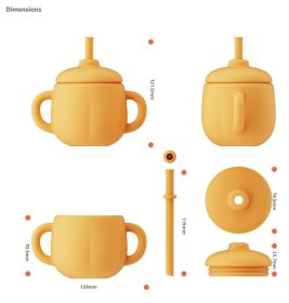 Children's Drop-resistant No-spill Cup Edible Silicon Dinner Plate (Option: 200mL pumpkin water cup)