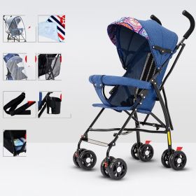 Sit And Lie Down Baby Portable Folding Simple Trolley (Option: Exclusive version blue)