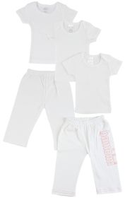 Infant T-Shirts and Track Sweatpants (Color: White/Pink, size: Newborn)