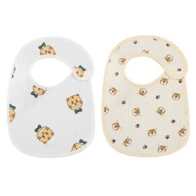 Danish Ins Gauze Waterproof Bib Saliva Towel U-shaped Thin 2 Pieces (Option: Yellow Tiger 2 Pack)
