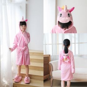 Tenma Bathrobe Flannel New Children's Home Clothes Nightgown (Option: Pink pentagram-100)