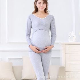 Autumn clothes for pregnant women (Option: Grey-One size)