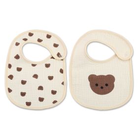 Danish Ins Gauze Waterproof Bib Saliva Towel U-shaped Thin 2 Pieces (Option: Big Face Bear Head 2 Pack)