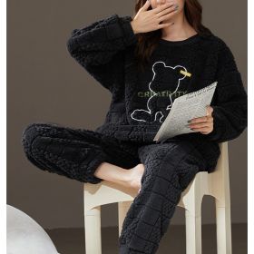 Couple Coral Fleece Thermal Pajamas Women's Long Sleeve Suit (Option: 83084-L)