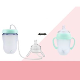 Milk-like Weaning Separated Long Straw Baby Bottle (Option: Emerald Green 250ml-250ml)