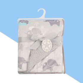 Babies' Woolen Blanket Baby Double Layer Super Soft Plush Blanket (Option: Gray Elephant-75X100cm)