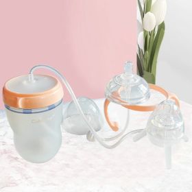 Milk-like Weaning Separated Long Straw Baby Bottle (Option: Orange 250ml-250ml)