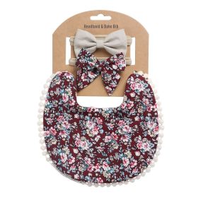 Newborn Baby Cute Floral Cotton Saliva Towel Headband Suit (Option: DP021 12)