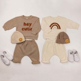 Baby Rainbow & Letter Graphic Hoodies And Pants Sets (Size/Age: 100 (2-3Y))