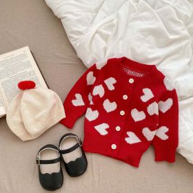 Baby Girl Heart Pattern Knit Onesies or Quality Cardigan (Size/Age: 66 (3-6M))