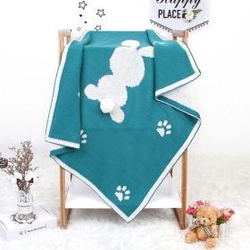 Baby Cartoon Rabbit & Footprints Embroidered Graphic 3D Tail Blanket (Color: Green)