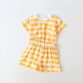 Baby 1pcs Plaid & Heart Pattern Tee Combo Shorts Simply Style Sets (Size/Age: 80 (9-12M))
