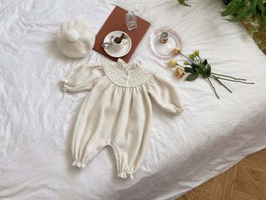 Baby Girl Solid Color Mesh Patchwork Design Long Sleeve Court Style Jumpsuit (Size/Age: 66 (3-6M))