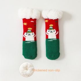 Fleece Lined Padded Warm Keeping Baby Socks Lambswool Non-slip (Option: Christmas Red-Average Size)
