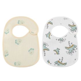 Danish Ins Gauze Waterproof Bib Saliva Towel U-shaped Thin 2 Pieces (Option: Green Dinosaur 2 Pack)