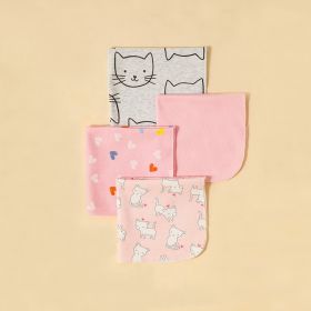 Baby Small Square Towel Nursing Face Washing (Option: Pink Kitten)