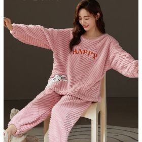 Couple Coral Fleece Thermal Pajamas Women's Long Sleeve Suit (Option: 83082-XL)