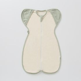 Baby Sleeping Bag Surrender Breathable Dual-use Newborn Organic Cotton Anti-kicking Blanket Leggings Swaddling Anti-startle (Option: Green Edge-L)