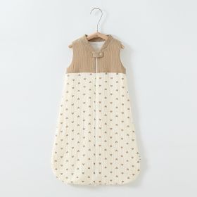 Baby Sleeping Bag Double Layer Patchwork Stand-up Collar Gauze Waistcoat Sleeping Bag (Option: Love-L)